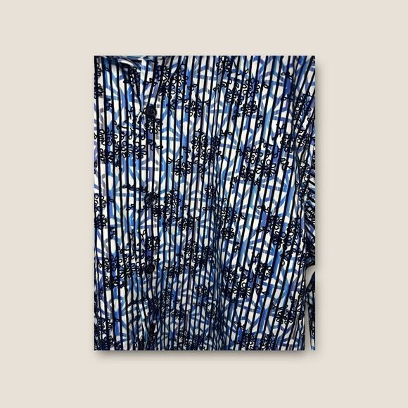 Luchiano Visconti Black Men’s Velvet Textured Blue Black Button Down Top Size Sm - Picture 5 of 8